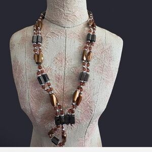 All in one magnetic Elegant Black and brown Beaded Necklace, bracelet, ankle